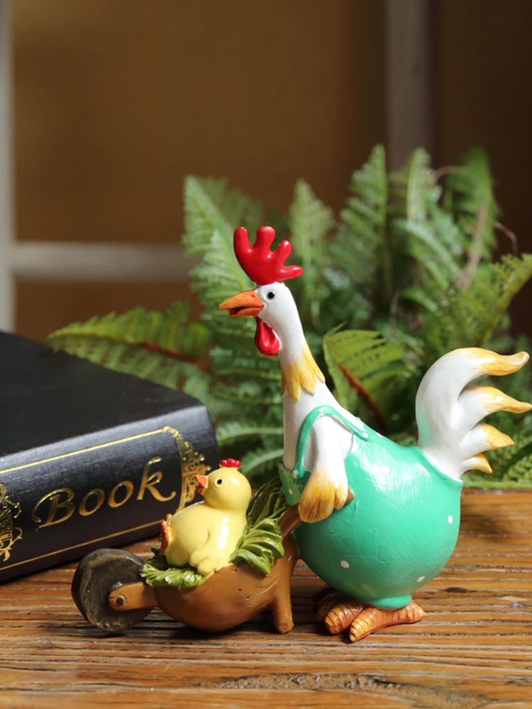 Figura Decorativa de Resina de Gallina Campestre con Pollito, Decoración para Habitación Infantil, Bonito Regalo, Adorno para...