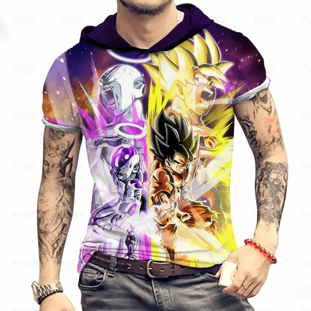 Men's Hooded T-Shirt Vegeta Tops Dragon Ball Z High Quality T-shirts Oversized 3XL Short Sleeve Goku Man 2022 Essentials Hip Hop