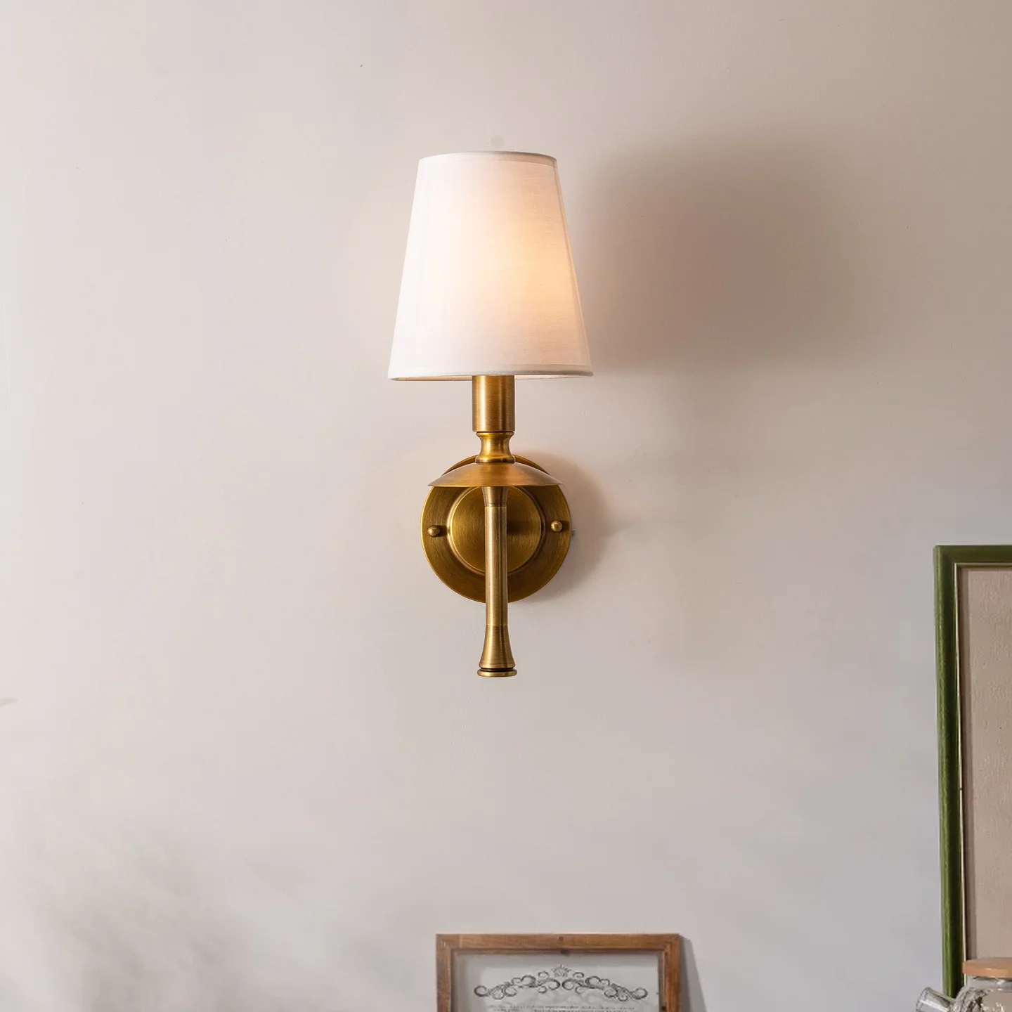 

French simple bedroom bedside wall lamp American retro living room background aisle corridor wall lamp