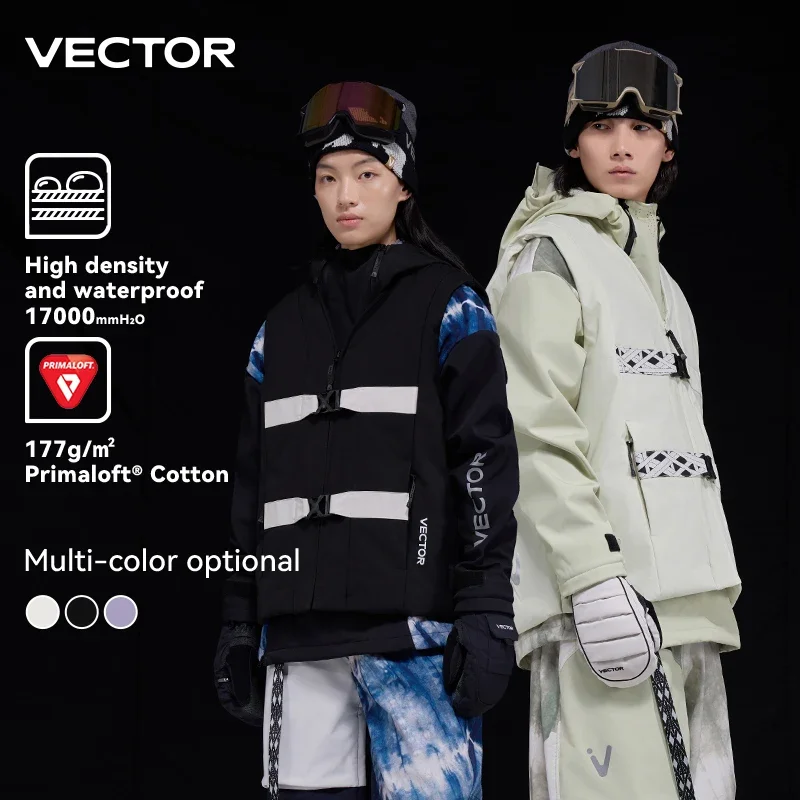 VECTOR P Cotton Front Breasted Ski Vest High-density Waterproof Breathable Non Stuffy Warm and Locked Indoor and Outdoor Skiing