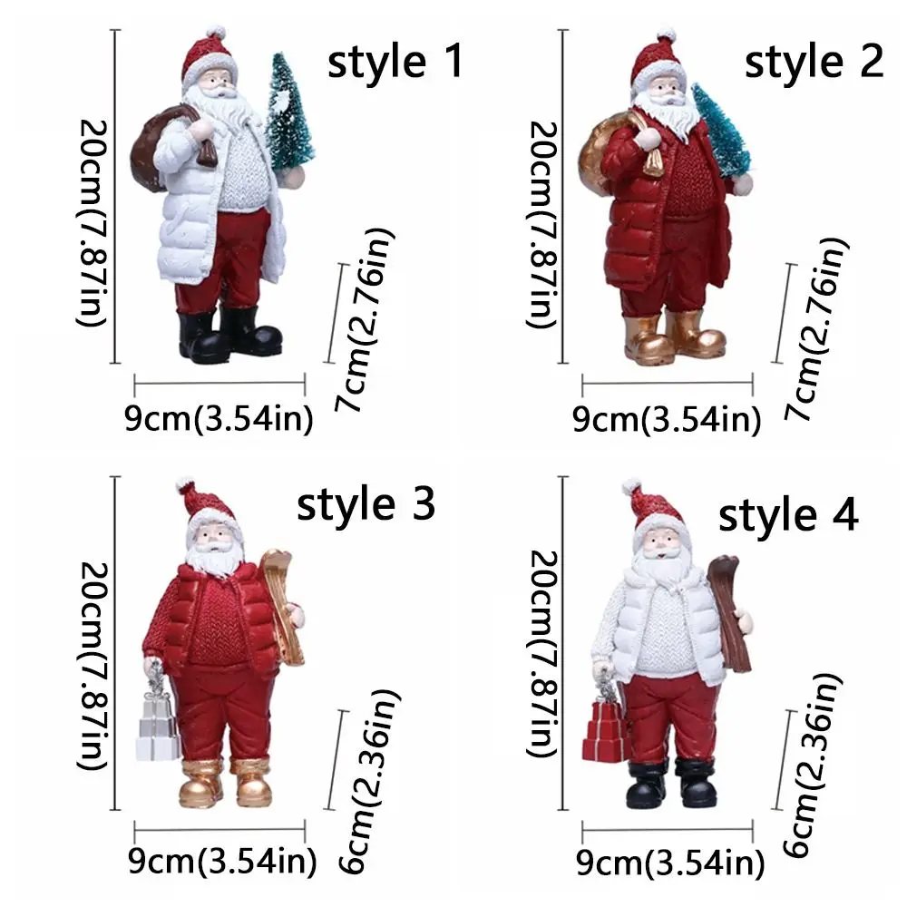 Unique Red White Santa Claus Ornaments Resin Handcrafted Christmas Figurine Standing Holiday Santa Statue Xmas Party