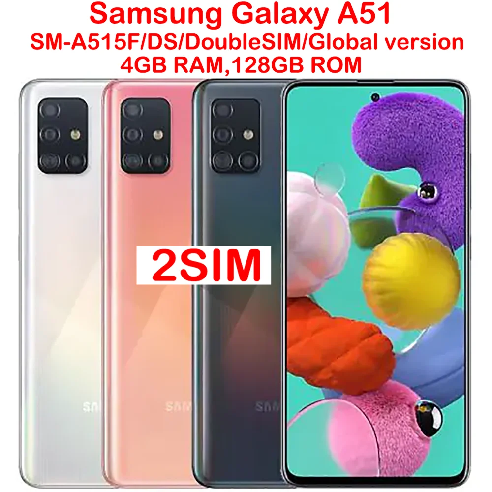 

Смартфон Samsung Galaxy A51 A515F Global Edition, 2 SIM, Android, 6.5-дюймовый AMOLED-экран 1080 x 2400, 48 МП, NFC, 4000 мАч, оригинальный, разблокированный