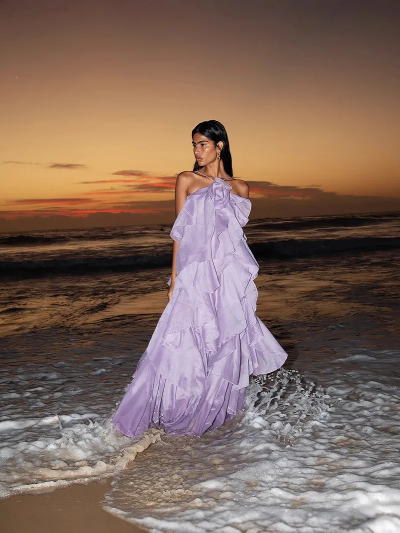 

Женское сексуальное вечернее платье с вырезом халтер, без спинки, с открытыми плечами, многослойной пышной юбкой с рюшами, элегантное, роскошное, для вечеринок и выпускных балов, модное