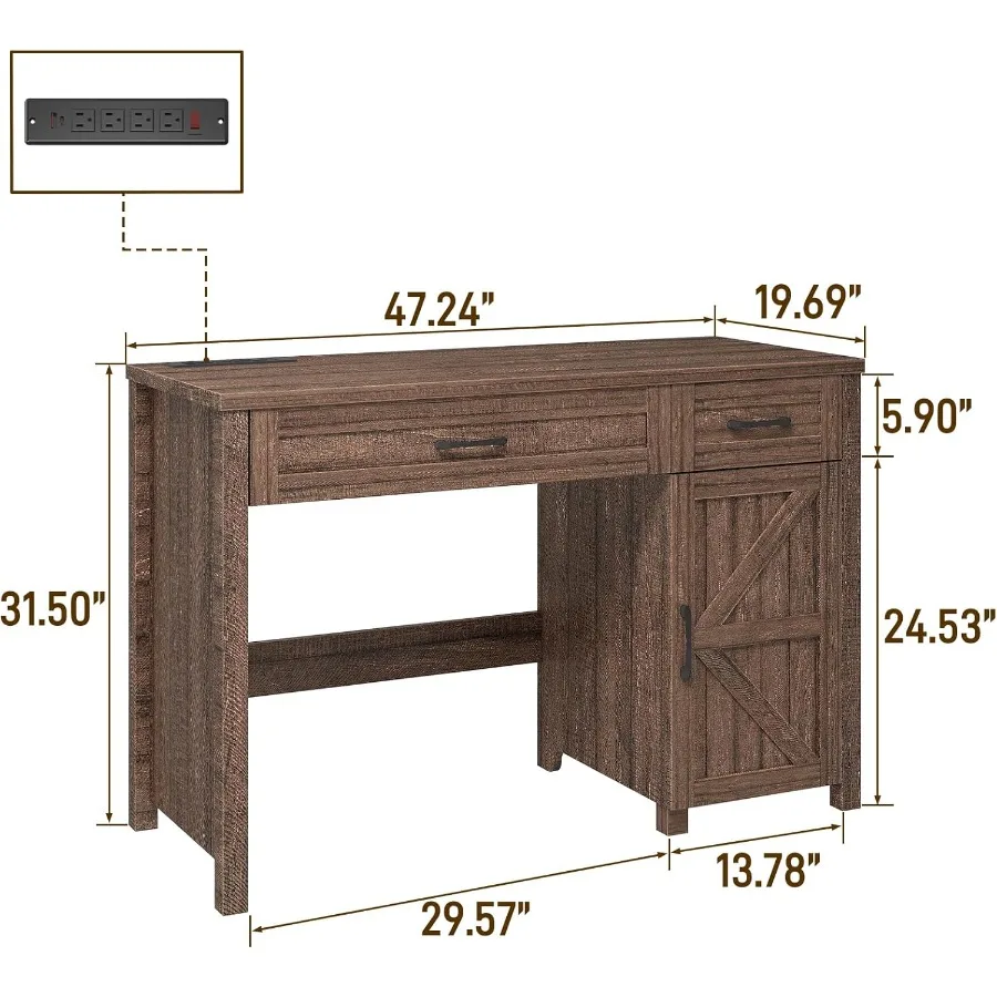 서랍과 수납 캐비닛이 있는 47인치 임원용 책상, 홈 오피스 및 학습용 워크스테이션, 레드B 색상의 모던 컴퓨터 책상