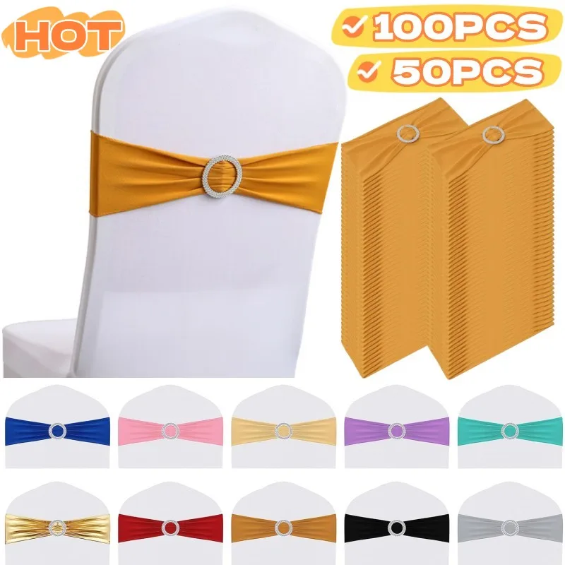 

Party Stretch Chair Sashes Bands with Buckles Chair Sashes Bows for Wedding Banquet Birthday Decoration Ceremony Event Reception