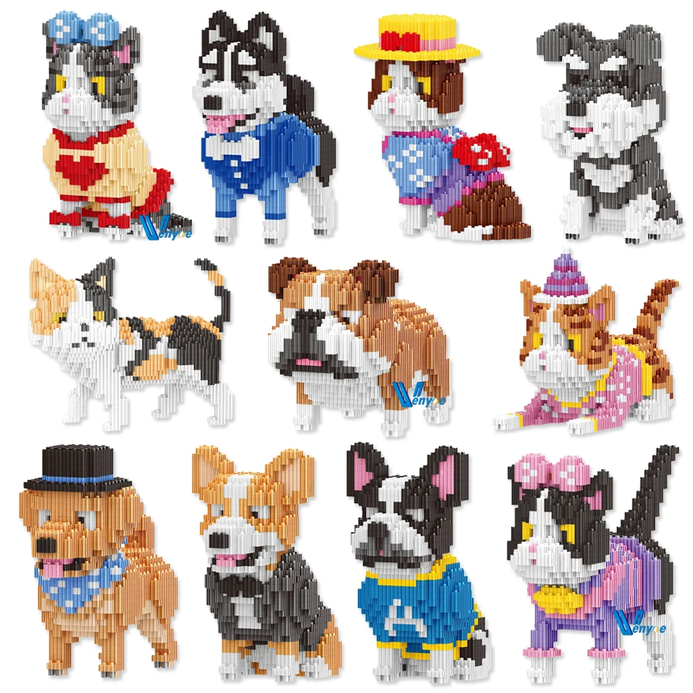 

Linkgo Connection Building Blocks Cross Dress Pet Cat Dog Assembled Corgi Bulldog Mini Micro Brick Figures Kids Toy For Kids