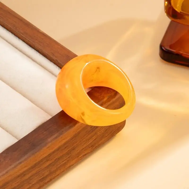 Handmade Marbled Effect Resin Rings Comfortable Wear Trendy Stackable Design