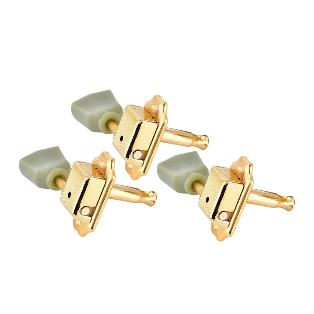 Vintage Metal And Plastic Guitar Tuning Pegs 3L3R Configuration Gold + Jade Color Machine Heads Tuning Pegs For Guitar