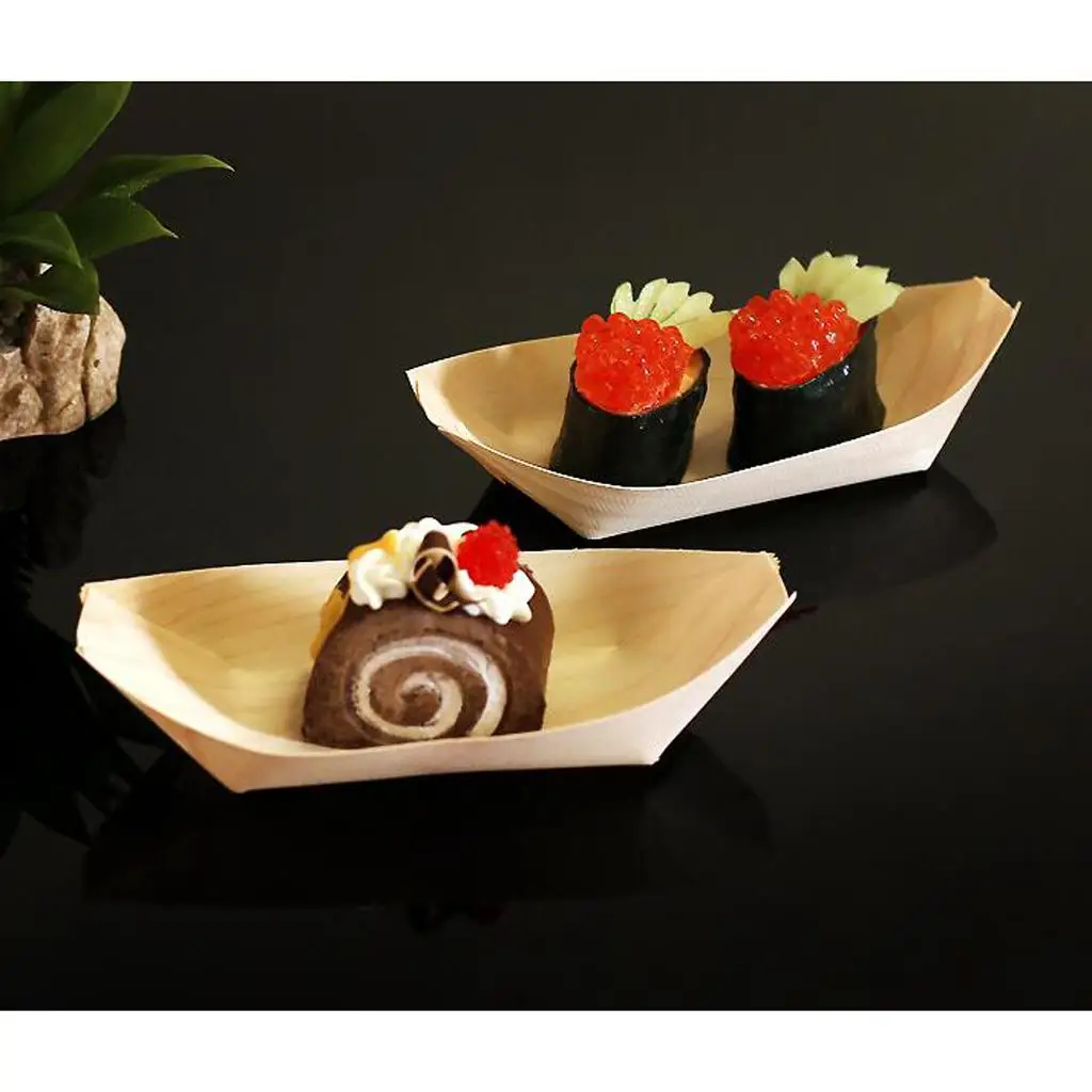 Plateau de service alimentaire en carton écologique jetable en forme de bateau pour collations et apéritifs, idéal pour la maison et la restauration