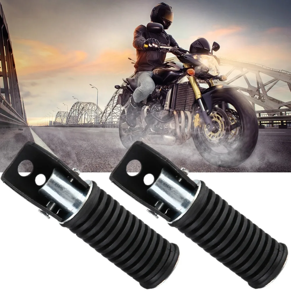 2pcs Replacement Part Rear Foot Pegs Durable Metal Construction Black Passenger Footrest Pedals Foldable Design