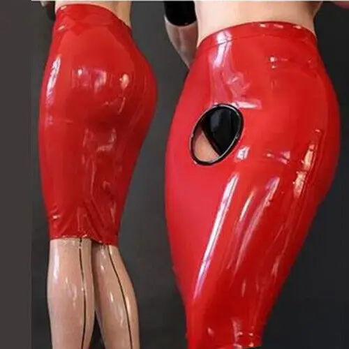 

Gummi Latex Rock Rubber Short Dress Party Rot Sexy Kleid 0.4mm S-XXL