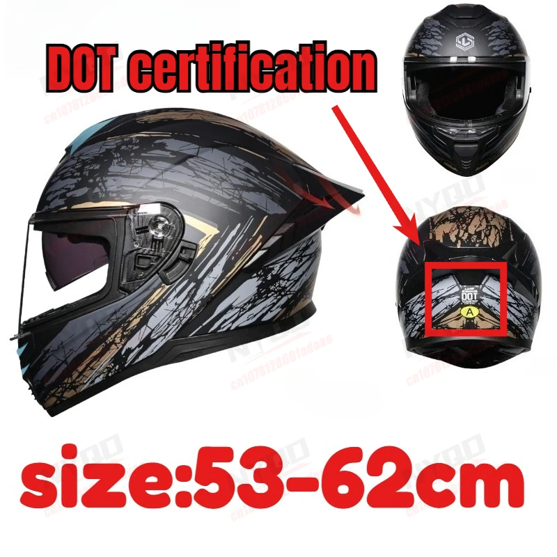 

DOT certification Full Face Motorcycle Helmet Double Lens Four Seasons Universal Safety Helmet for Men Women