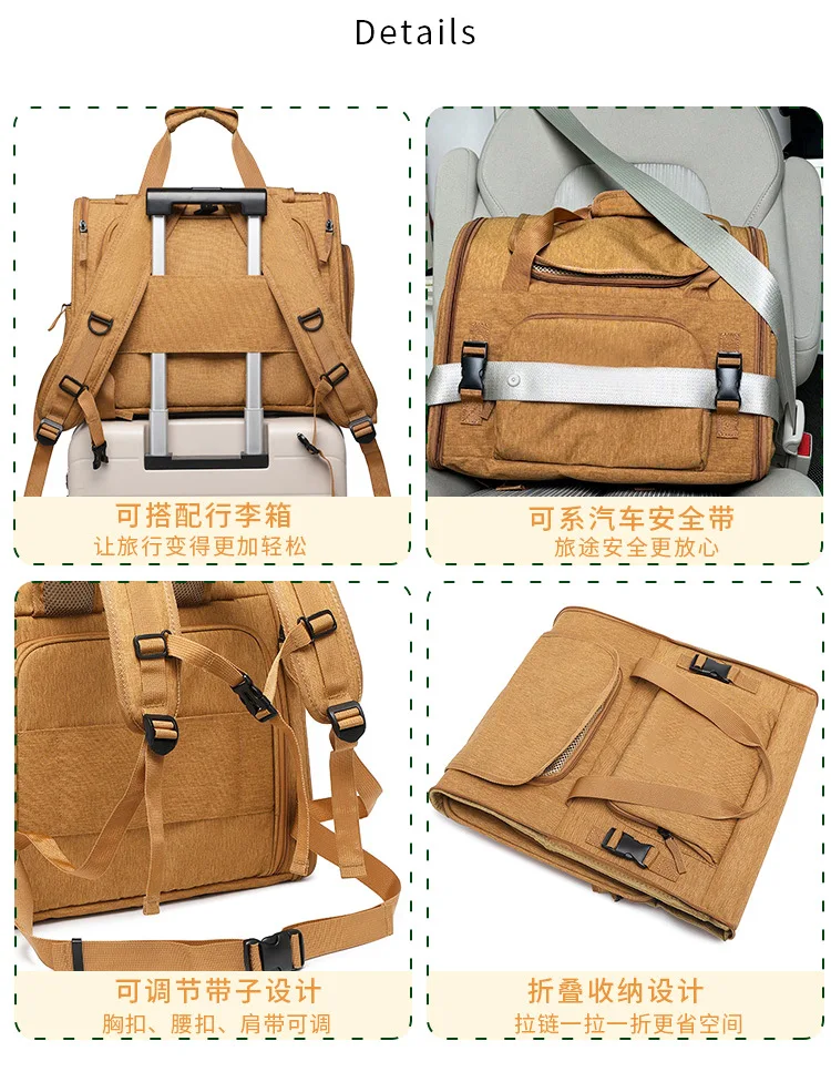 Tragbarer Katzenträger-Rucksack, erweiterbar, große Kapazität, faltbar, für kleine und mittelgroße Hunde und Katzen bis 8 kg – Detail 5