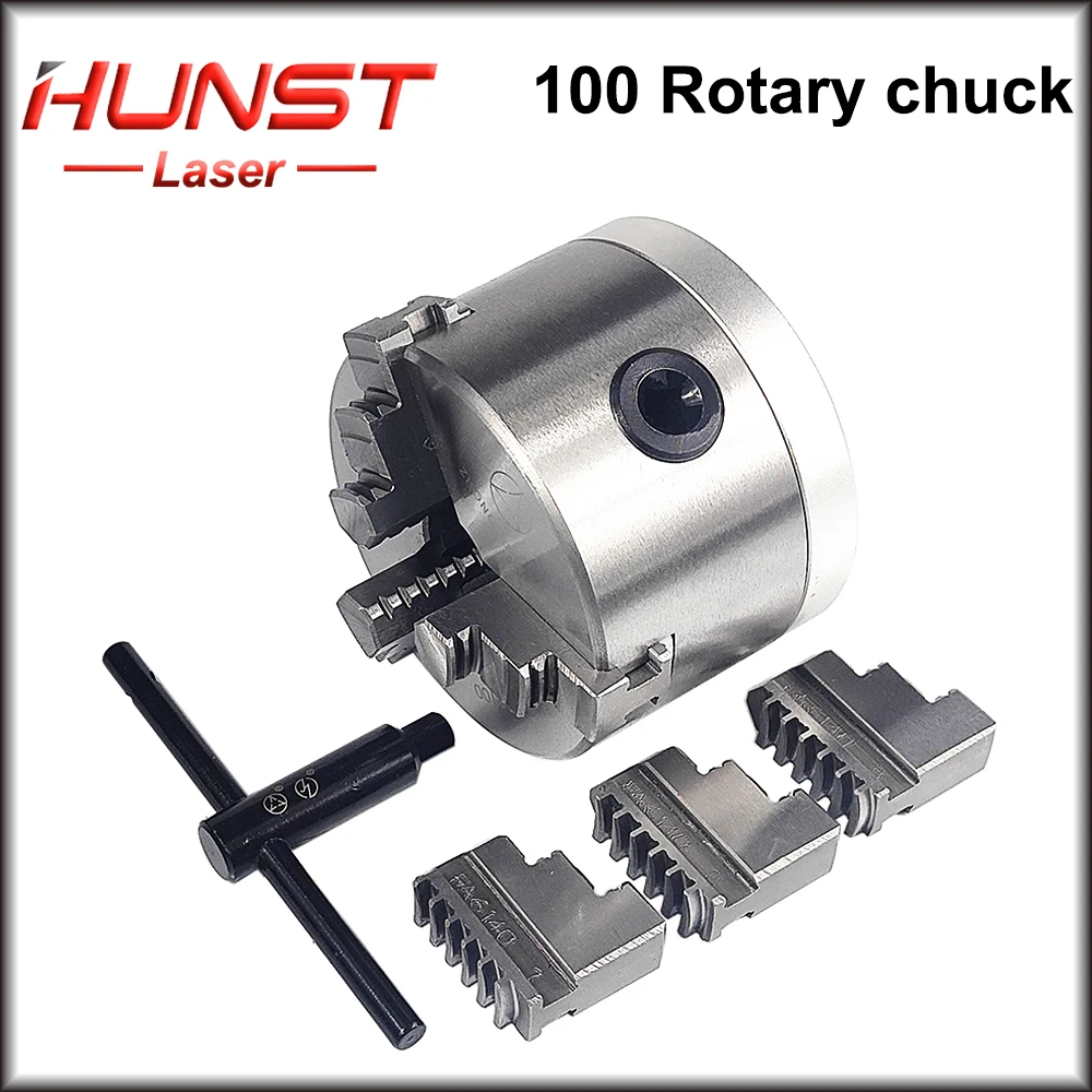 HUNST Rotary Attachment Dia.100mm Device Fixture Gripper Three Chuck Rotary Worktable for Laser Marking Parts Machine