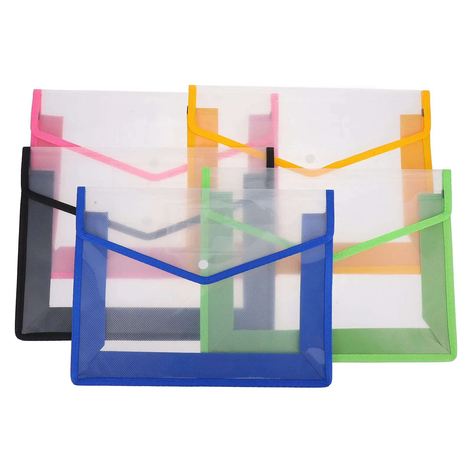 

5pcs File Folder Set A4 Size Assorted Colors Large Capacity Waterproof Plastic Document Organizer Expandable Envelope Folders
