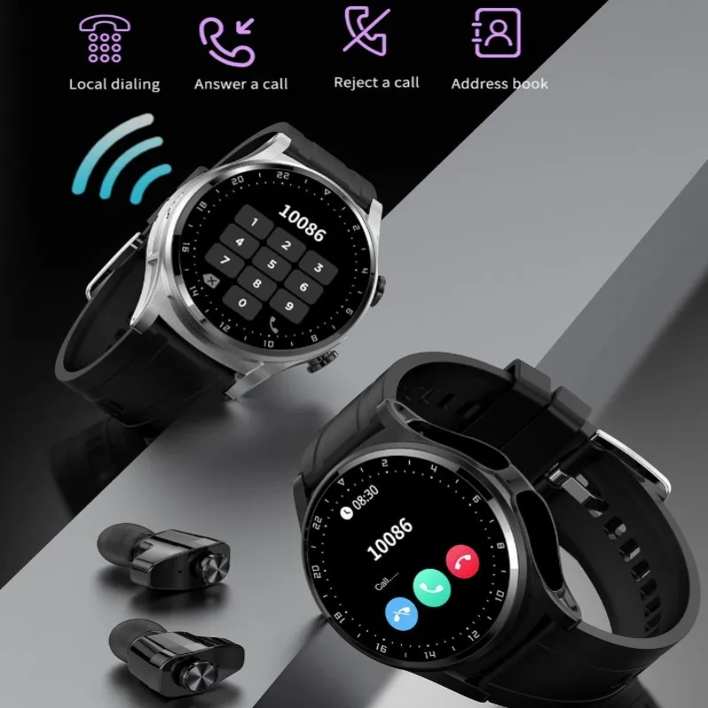TWS 2-в-1 Смарт-часы 1,39-дюймовый HD-экран Bluetooth-вызовы Запись Секундомер NFC Пульт дистанционного управления Камера Функция Монитор уровня