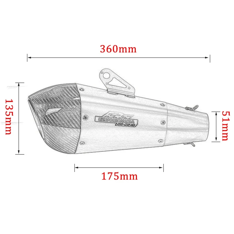 51mm Motorcycle Yoshimura R55 R34 Exhaust Pipe Modified Moto Muffler Carbon Fiber For Honda Yamaha KAWASAKI R3 Z800 Z900 PCX125