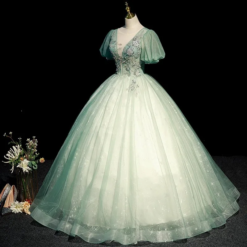 DSP Quinceanera Dresses 2024 Puffy Sleeves Vestidos De 15 Anos Prom Party Gown with Appliques