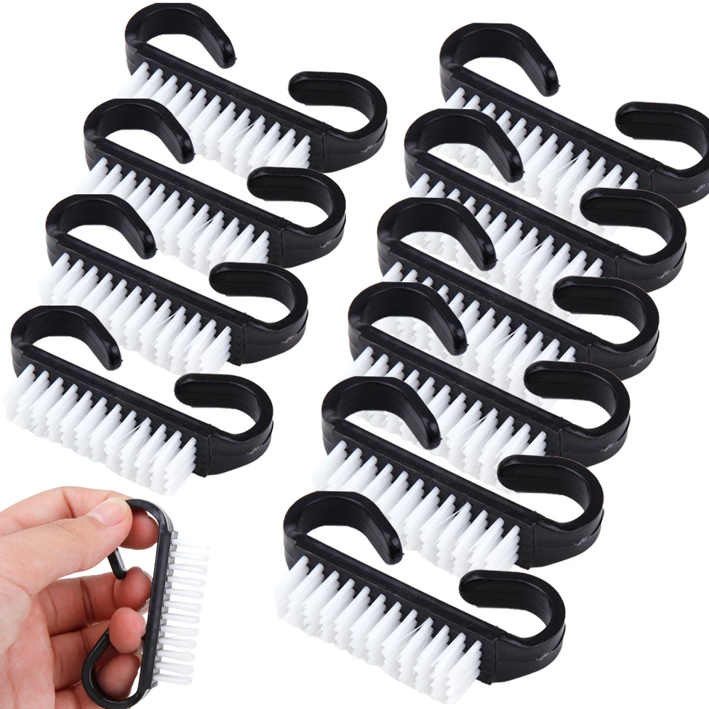 10Pcs Handle Grip Nail Brush Fingernail Scrub Cleaning Brushes for Toes and Nails Cleaner Pedicure Scrubbing Nail Art Tool