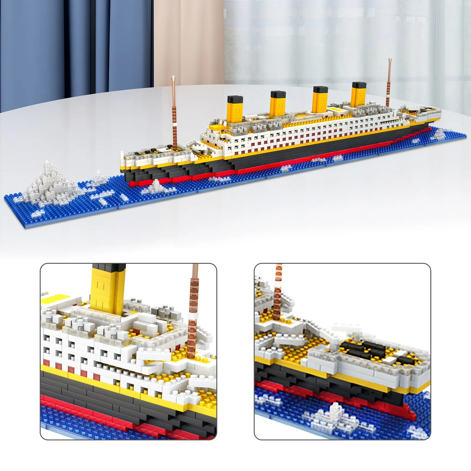 Zestaw klocków Titanic Micro Mini, 1860 szt. Titanic Toy Model Statek Cegieł, Zestawy Puzzle 3D Zabawki edukacyjne