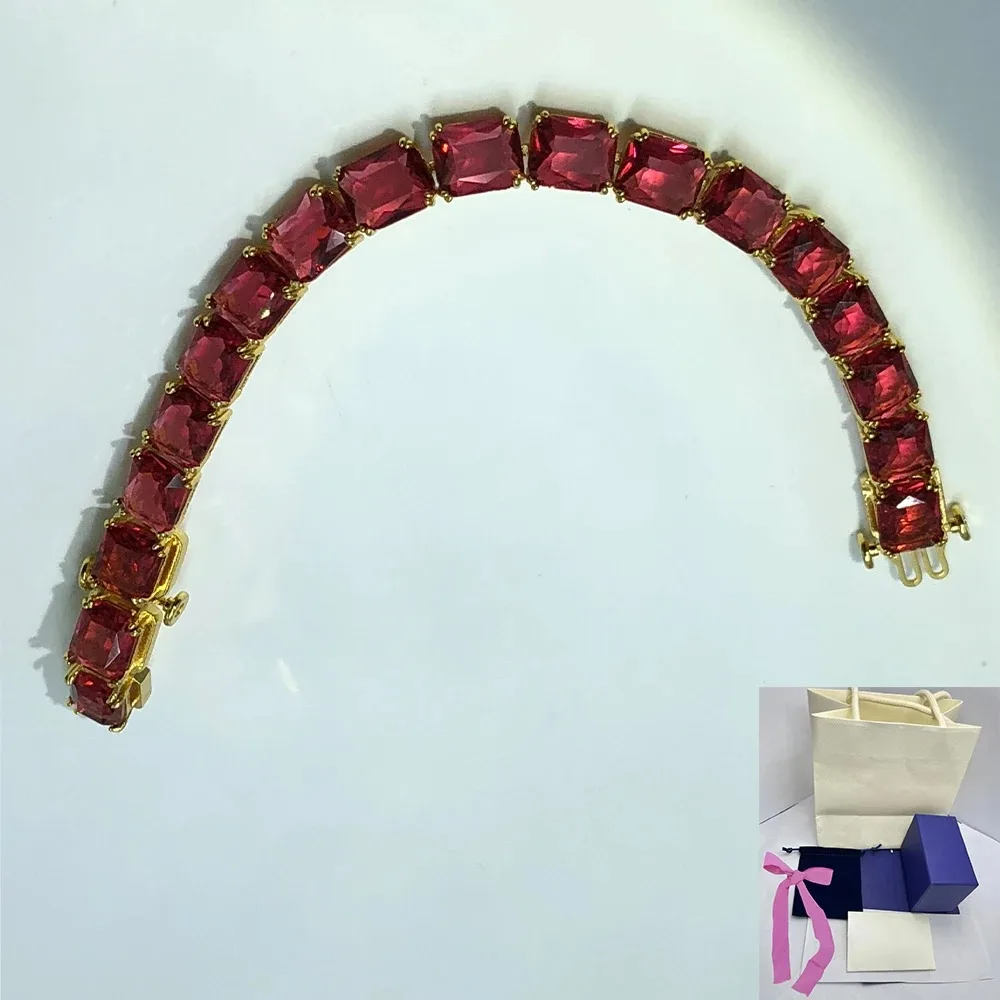 Новый модный теннисный красный браслет Millenia с восьмиугольной огранкой и позолоченными аксессуарами высокого класса, ювелирные изделия на день памяти, подарок