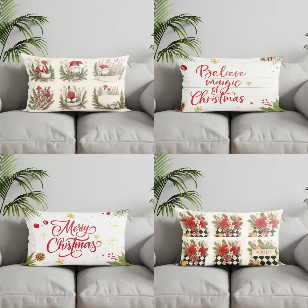 ديكور المنزل عيد الميلاد ثلج وعناصر المزرعة مناسبة لغرفة نوم الأريكة غطاء وسادة السيارة وسادة الظهر المستطيلة