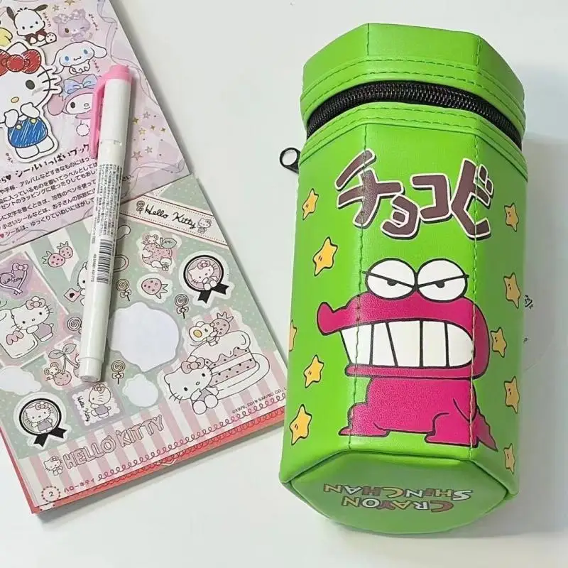 New Crayon Shin Chan Stationery Box Anime Cute Girls Creative Snack Biscuit Bucket Large Capacity Pencil Eraser Caliper Storage