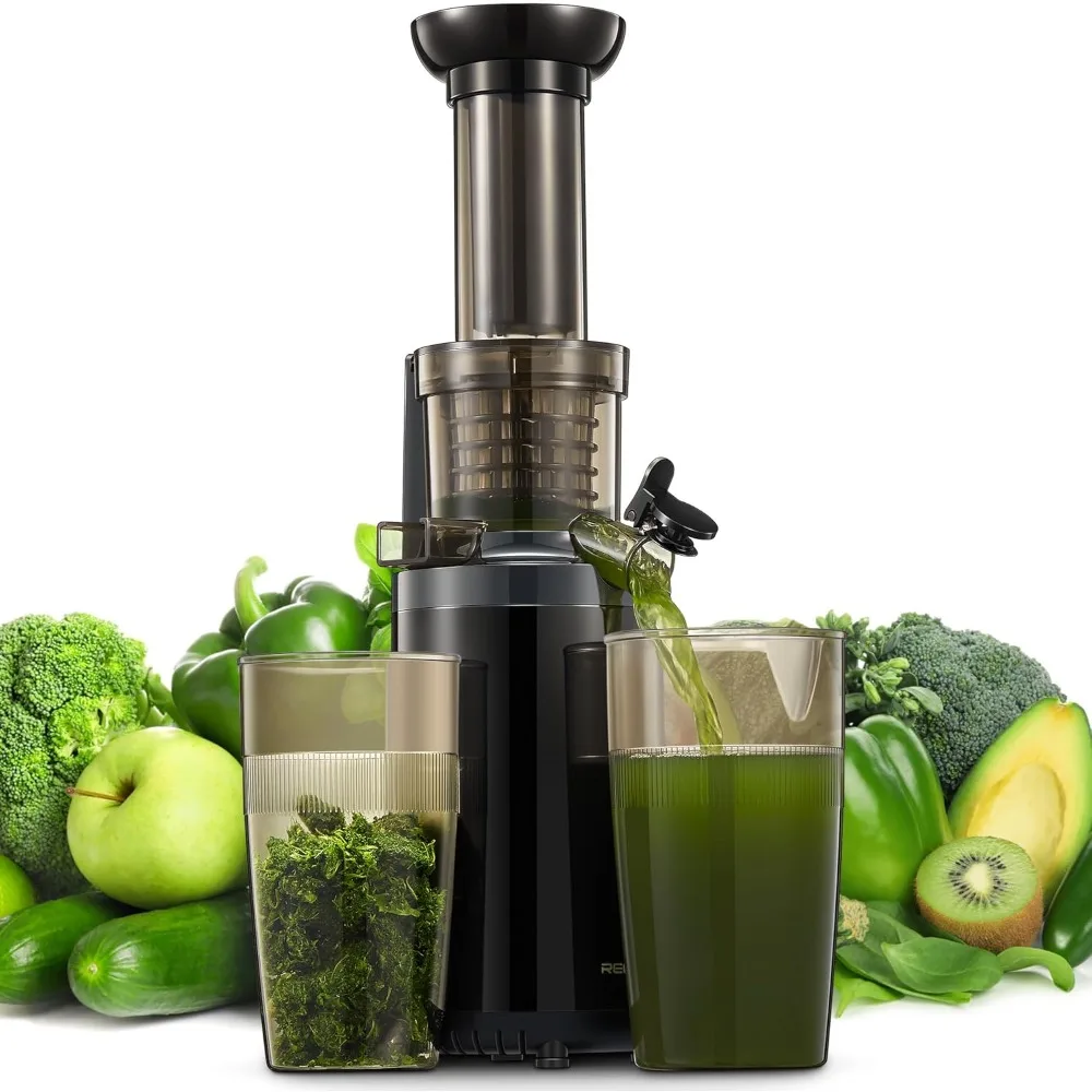 Masticating Juicer Machines, Reemix Cold Press Juicer Machine Compact Size, Juice Extractor, Nutrient and Vitamin Dense