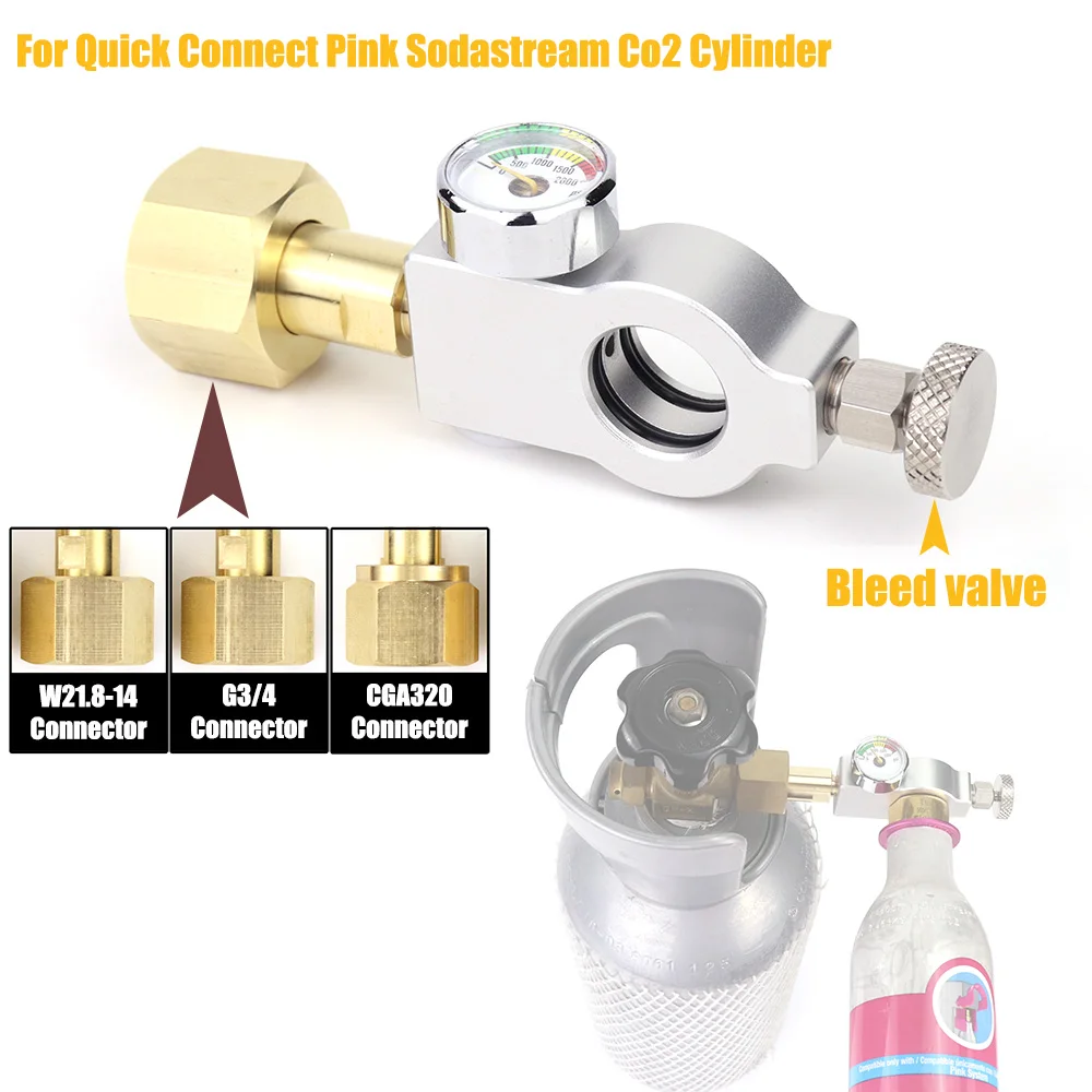 Quick Connect Pink Soda Co2 Cylinder Tank Refill Fill Station Adaptor Fit SodaStream Cylinder With W21.8-14 G3/4 CGA320 Connect
