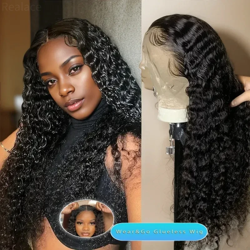 

5x5 Ready to Wear Lace Front Human Hair Wigs Transparent 30 Inch Deep Wave Frontal Brazilian Glueless Curly Wig For Women Choice