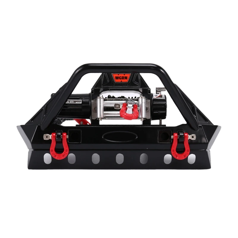 Front Bumper With LED Light & Winch For Axial SCX10 SCX10 II III Traxxas TRX-4 TRX4 1/10 RC Crawler Car Upgrade Parts