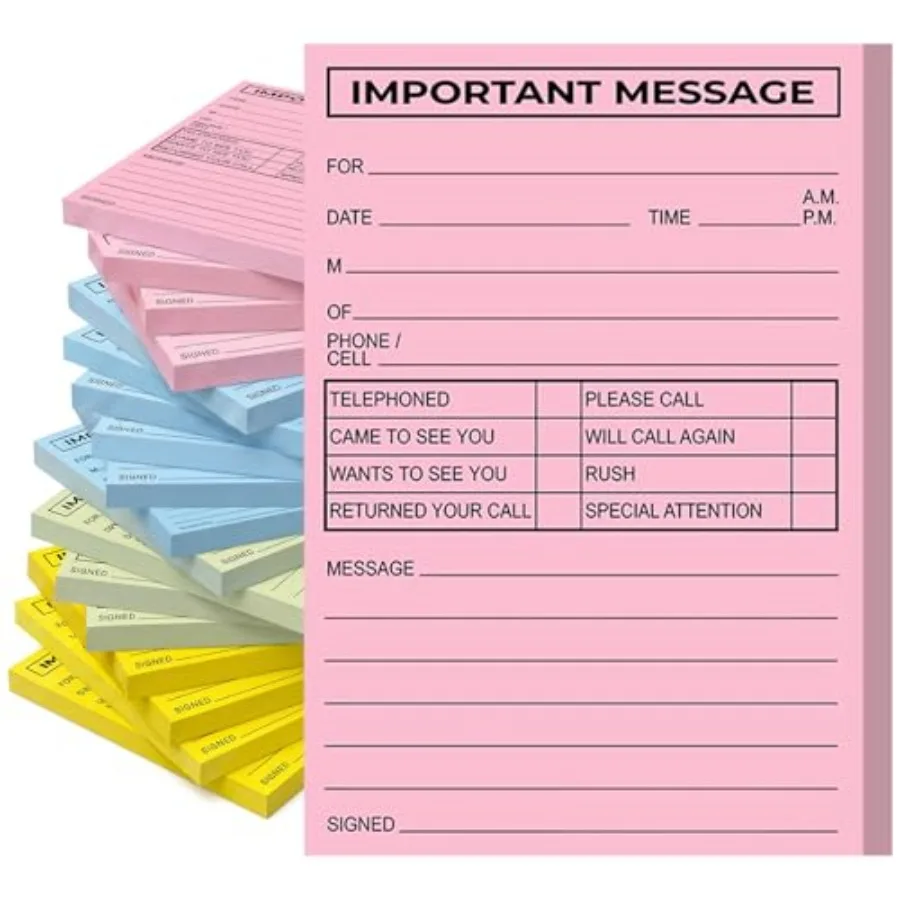 

12 Pack Phone Message Sticky Notes Self Adhesive Message Pads 4 Pastel Colors While You were Out Sticky Notes 3.8" x 5.5" Recep