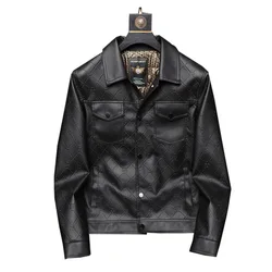 New Autumn Men Fashion Leather Jackets Slim Fit Casual Leather Coats Male Multiple pockets Good Quality Leather Jackets Size 3XL