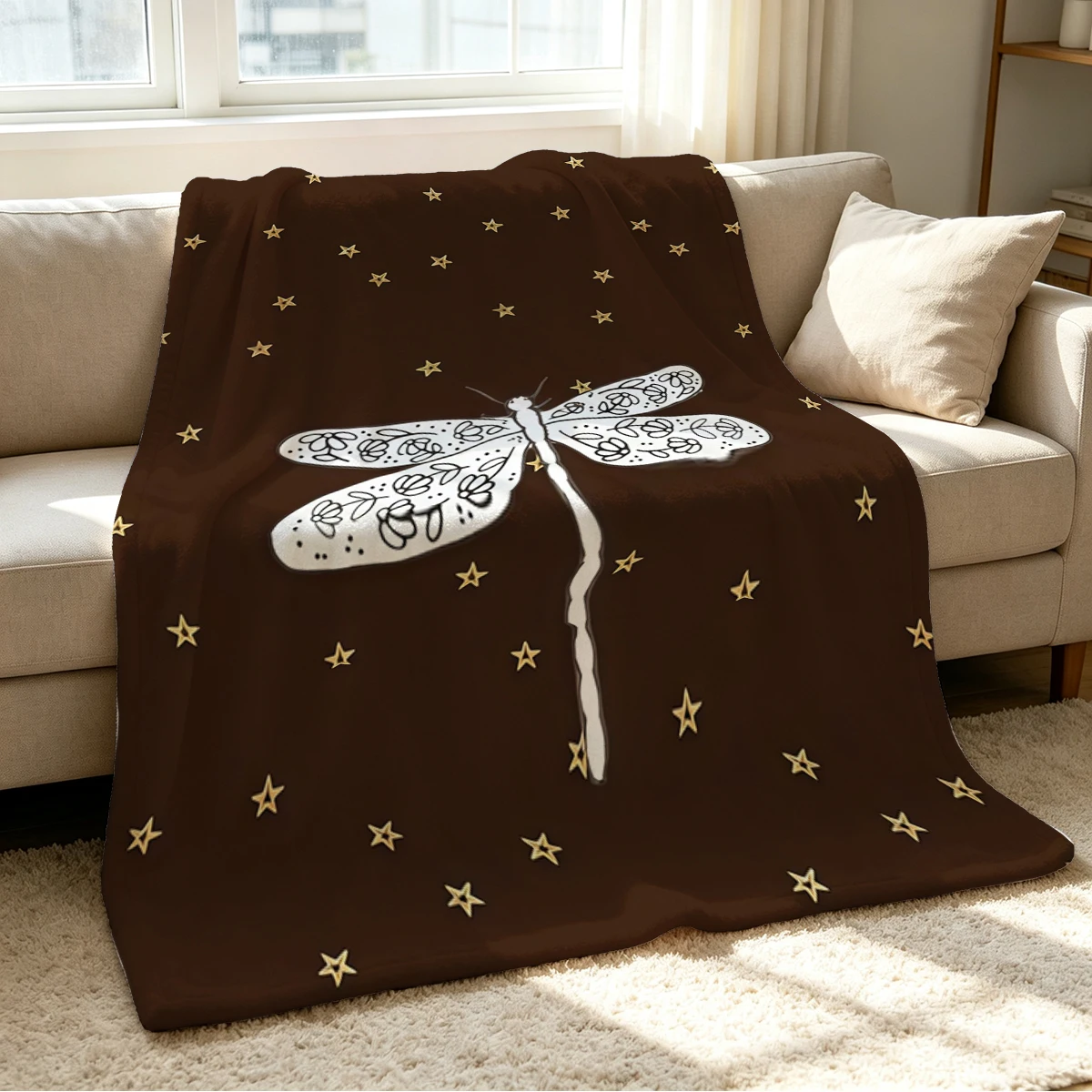 Star Dragonfly Blanket Soft Cozy Throw for Sofa Bed Festive Holiday Decor Gift for Kids and Adults,Lightweight and Warm