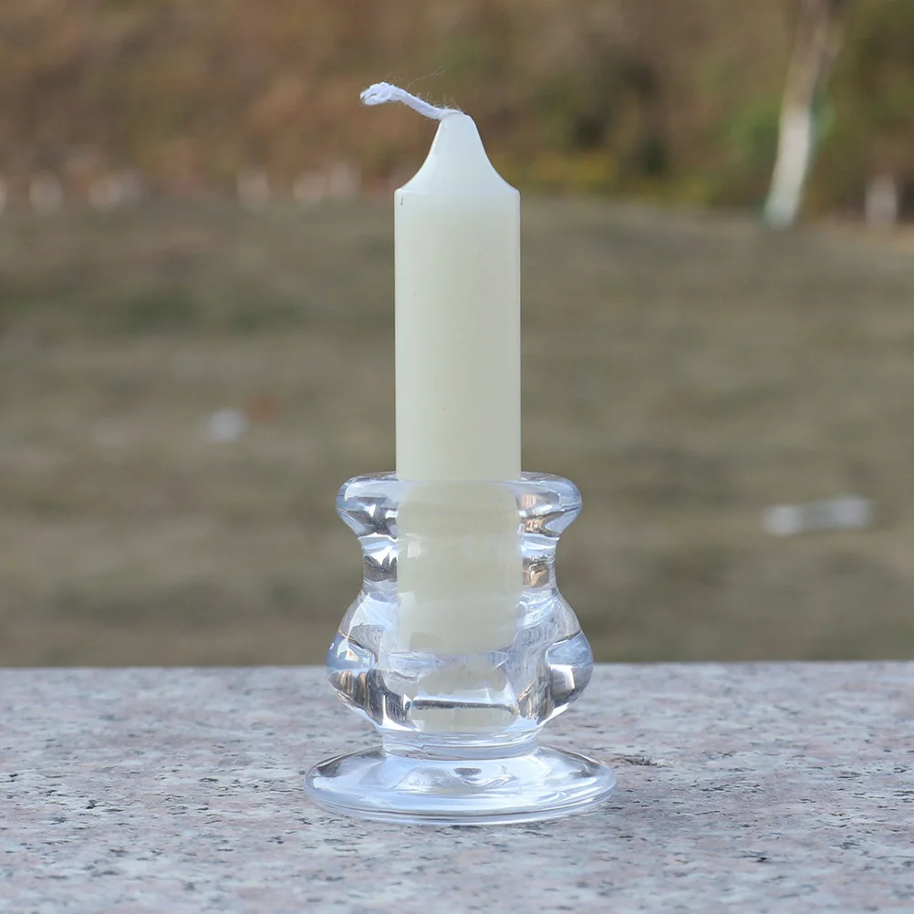 

4Pcs Transparent Glass Holders Weighted Base Stable Tealight Stand Clear Candlestick for Wedding Party Decor Anniversary