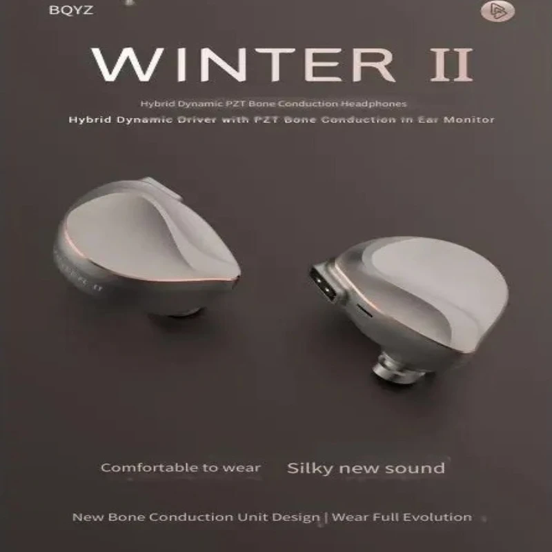 For BQEYZ Winter 2 Hybrid IEMs, Dynamic + Bone Conduction HiFi Wired Earphones with Detachable 2-Pin Cable