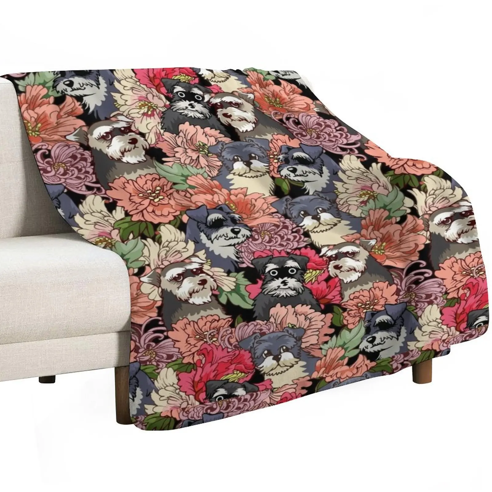 BECAUSE SCHNAUZERS Throw Blanket Sofas for sofa valentine gift ideas halloween Vintage warm for winter Blankets