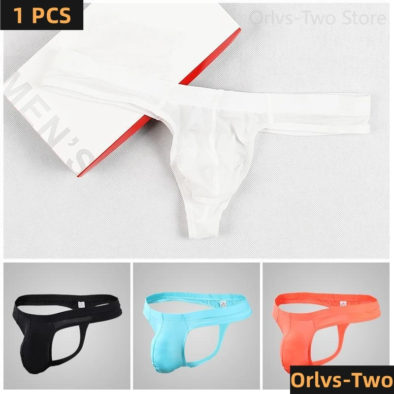 Men Solid G Strings Thong Underwear Ice Silk Sexy Sissy Tanga Hombre Jockstrap Penise Bag Breathable Thin Men Underwear