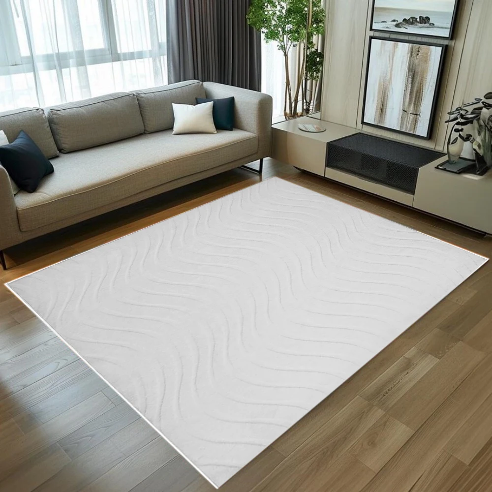 Minimalist 3D Texture Area Rug Soft Durable Non Slip Washable Floor Mat for Living Room Bedroom Dorm Apartment Home Decor
