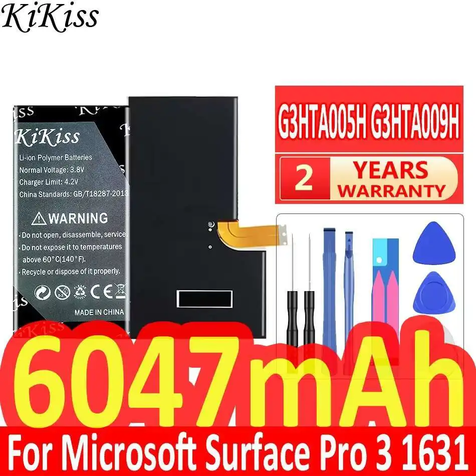

6047Mah Laptop Battery For Microsoft Surface Pro 3 1631 1577-9700 Tablet MS011301-PLP22T02 Long-Lasting G3HTA005H G3HTA009H