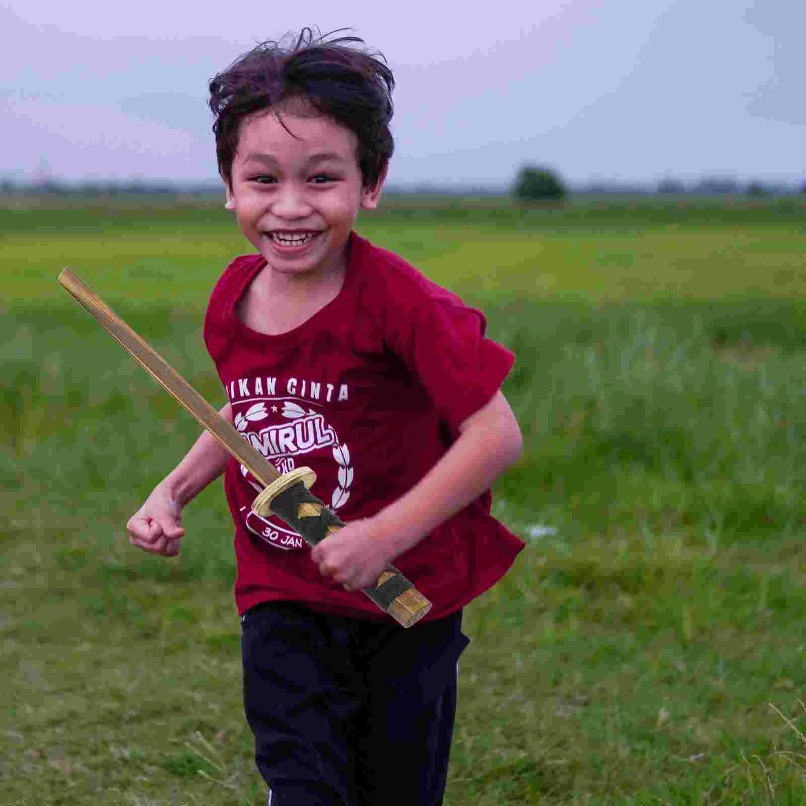 Espada japonesa de madeira simulada, adereço para cosplay para crianças, espada japonesa, brinquedos para prática de espada