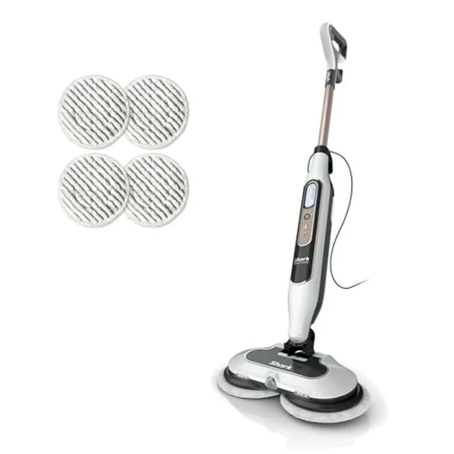 

Hard floor steam mop for home cleaning, white plastic with steam blaster technology, 3 steam modes and LED headlights