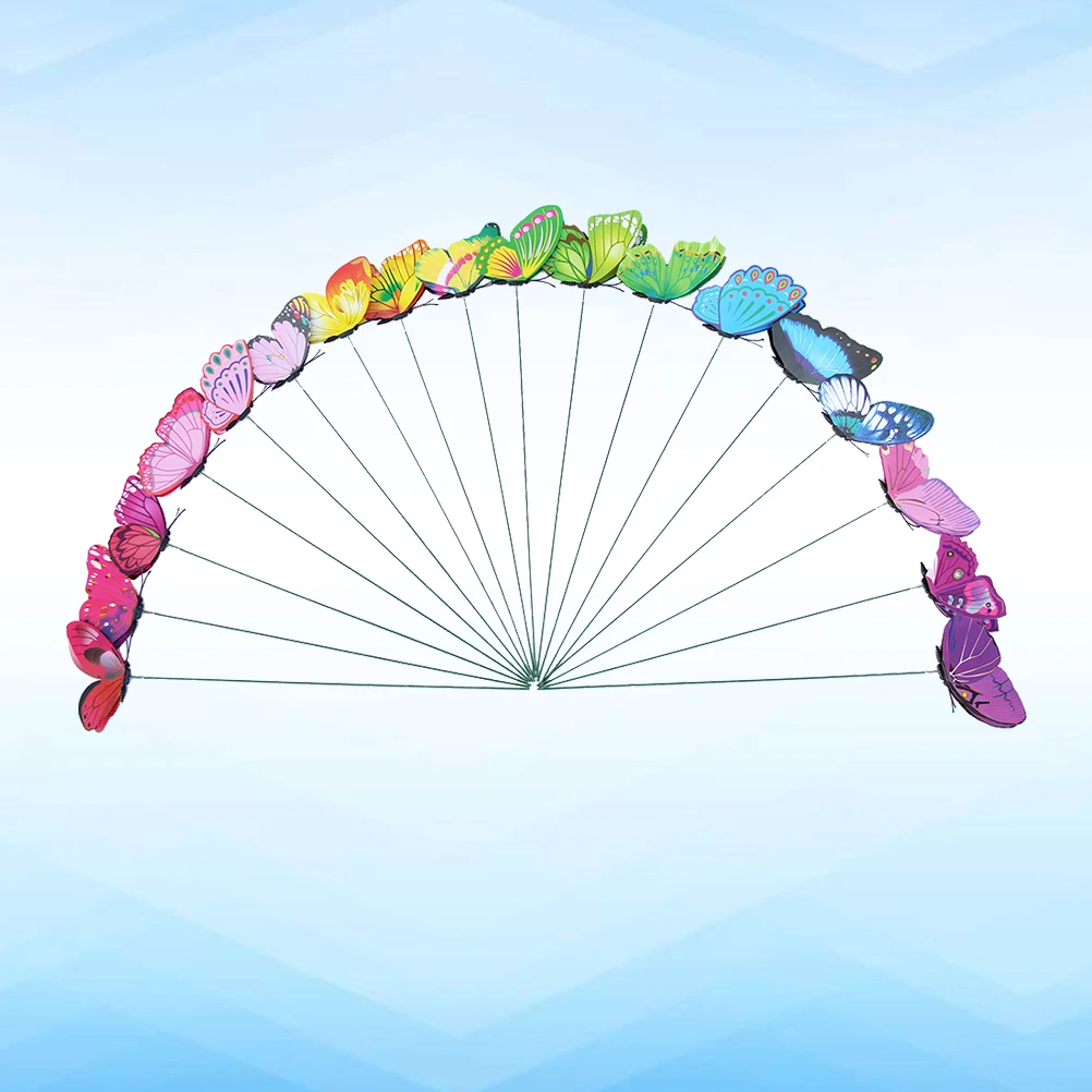 

24 Pcs Simulated Butterfly Plug-in Decorative Garden Stakes Ornament Flower Pot Outdoor Ornaments Decorations