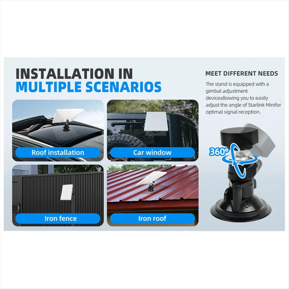 Besttttt For Starlink Mini Suction Cup Mount Quick Install Metal Stand for Car/RV/Boat/Yacht/Camper Use - Durable Bracket