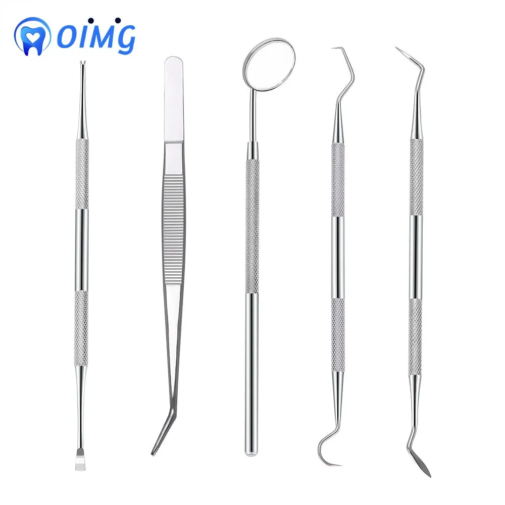 Dental Mouth Mirror Stainless Steel Tweezers Elbow Probe Dentist Instrument Teeth Cleaning Whitening Dentistry Tools Set