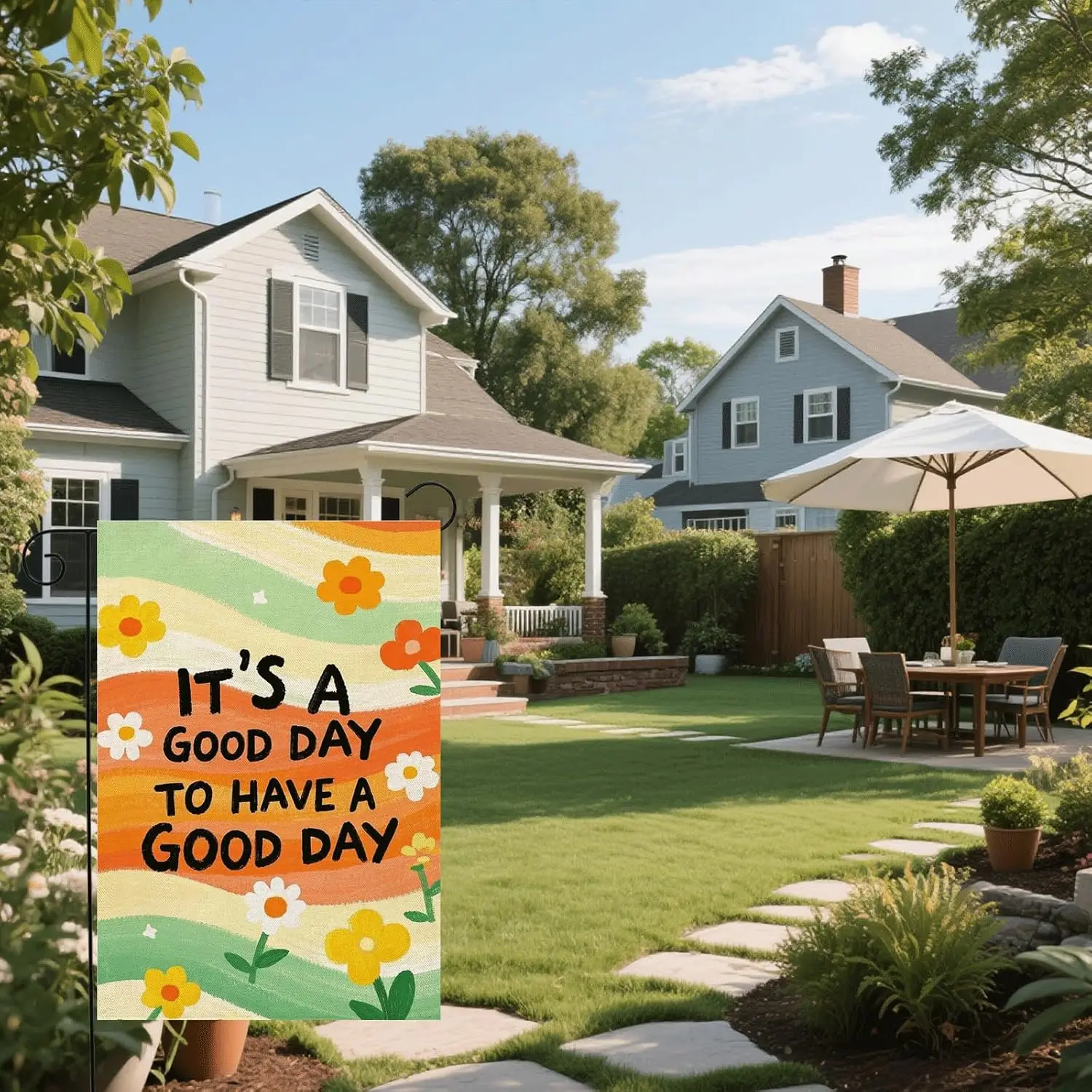 Groovy Floral Garden Flag Retro Daisy It's A Good Day To Have A Good Day 12x18 Inch Double Sided Spring Summer Positive  llp