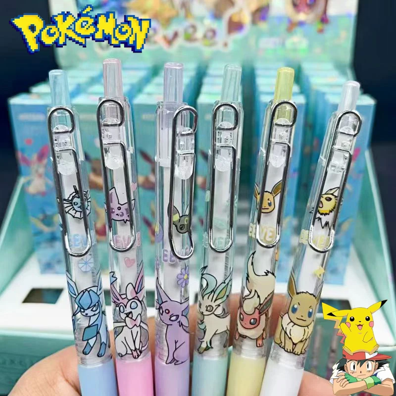 New Fashion Trend Kawaii Pokémoned 6PCs Random 0.5mm Retractable Gel Pen School & Office Supplies Stationery A Gift for A Friend