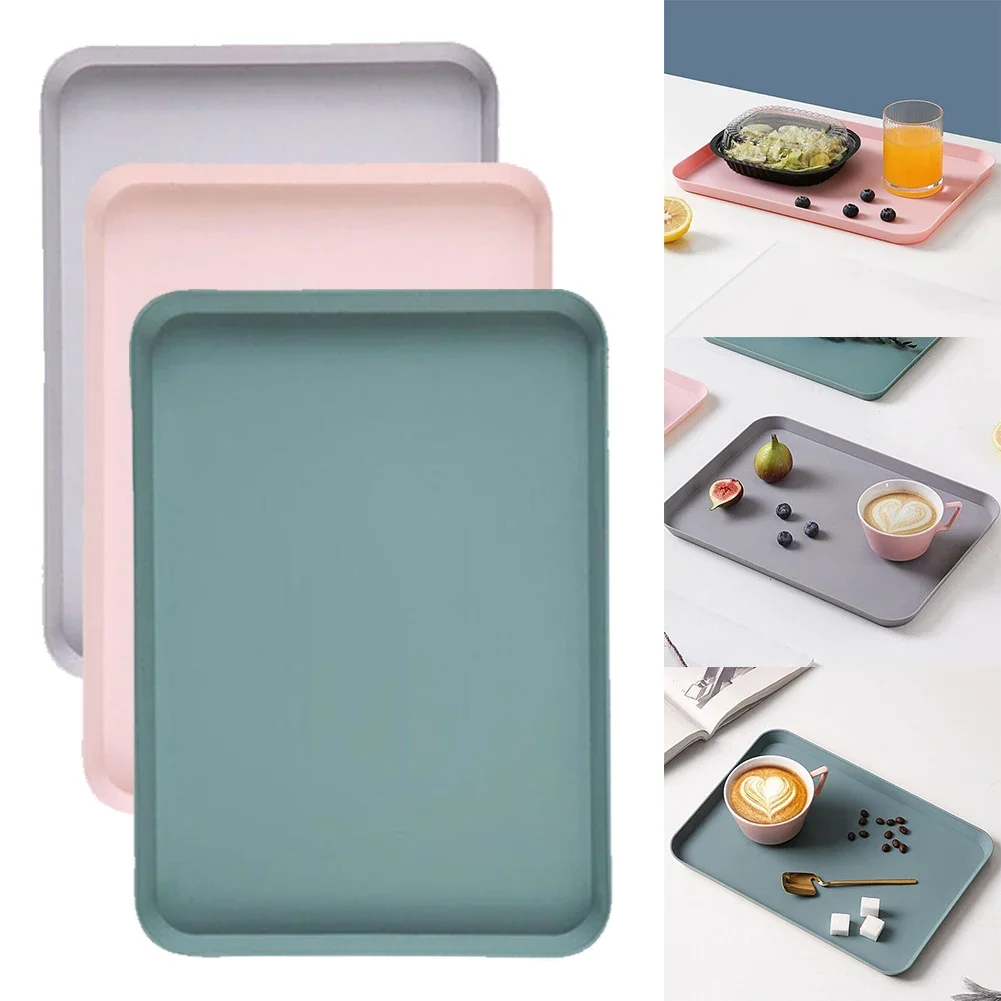 

Restaurant Plastic Serving Tray Home Tea Fruit Dessert Tray Anti-Slip Resistant Food Cooking Storage Tray Kitchen Organizer