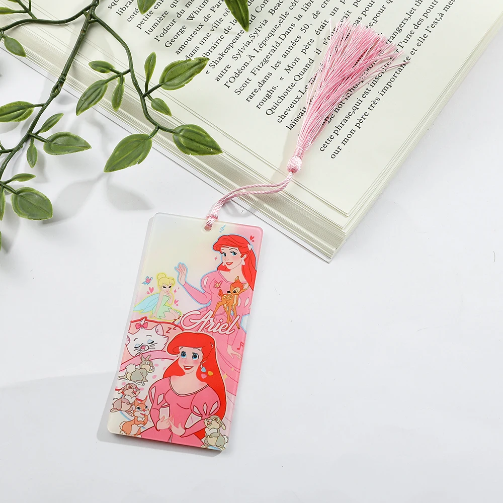 A Pequena Sereia Ariel Bookmark com Borla, Cute Acrylic Marie Cat, Bambi Hanging Drop Decor, Coleção Presentes para Mulheres e Crianças