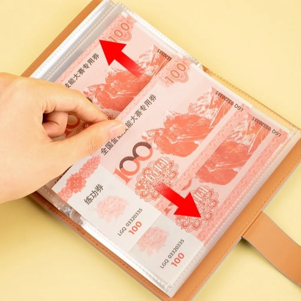 50Sheets Saving Money Binder Portable PU Leather Planner Organizer Cash Envelopes Wallet Storage Budget Binder with Lock